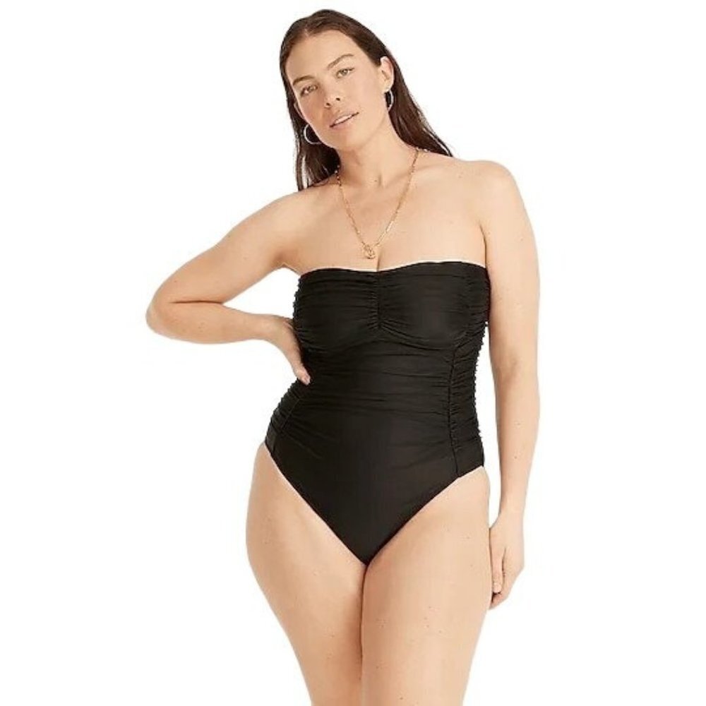 NWT J.Crew Ruched Black One Piece Swimsuit 8